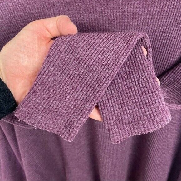 Free People Waffle Knit Thermal Long Sleeve Top Rockabilly Raglan Purple Boho XS - Picture 6 of 12